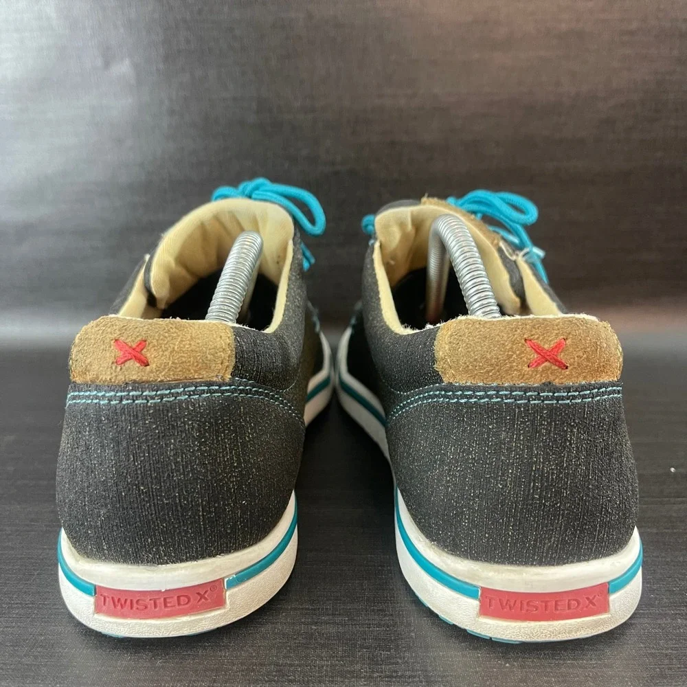 Twisted X Kicks Dura Womens size 7.5 Grey Turquoise Leather Lace Up Casual Shoes